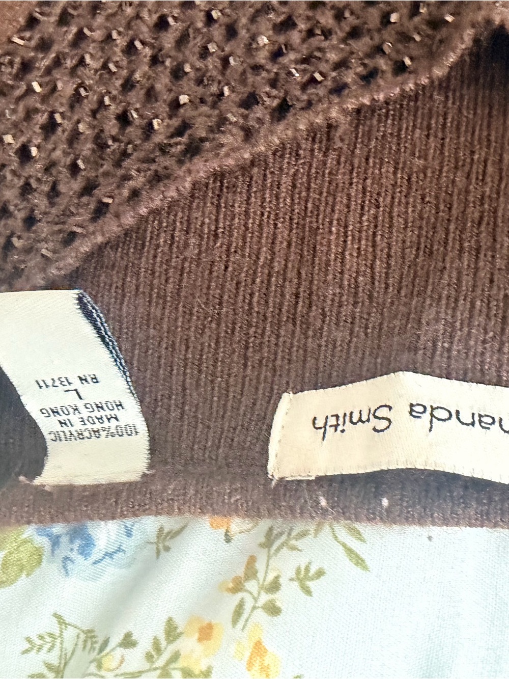 Amanda Smith Chocolate Brown Crewneck Knit Sweater